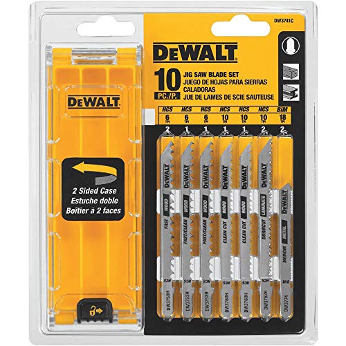 DEWALT Jigsaw Blades Set with Case, T-Shank, 10-Piece (DW374...