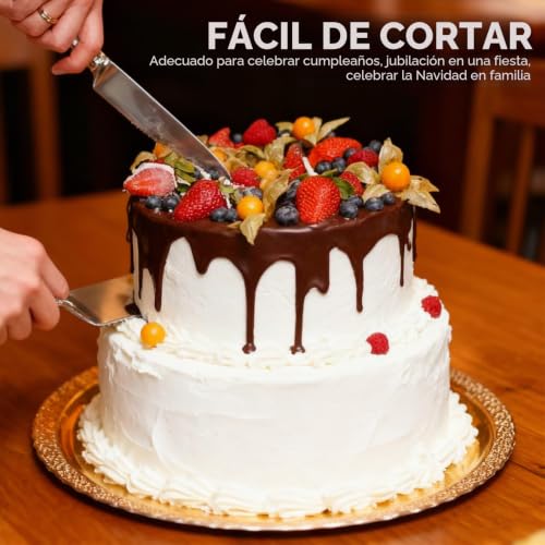 Miniatura 6 de Zenhuaxinton Juego De 4 Cuchillos Y Servidor Para Tartas De Boda, Cortador Y Rebanador De Tartas De Acero Inoxidable Con Divisor Para Cumpleaños, Navidad, Fiestas, Apto Para Lavavajillas