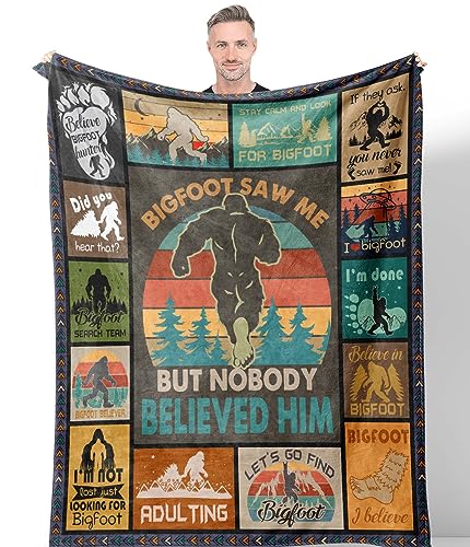 Hocgiwd Bigfoot Gifts Sasquatch Gifts Big Foot Sasquatch Gifts Bigfoot Gift for Men Women Birthday Gift for Sasquatch Lovers Big Foot Gifts Blanket 60 x 50