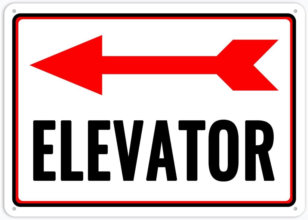 8"x12" Aluminum Metal Sign - Elevator Left Arrow Above - For Home, Bar, Club, Kitchen, Restaurant Wall Decor