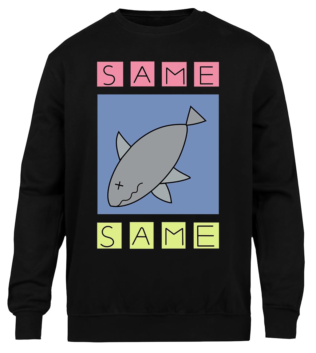 Nichijou Unisex Schwarzes Sweatshirt Umweltfreundlicher Rundhalsausschnitt Unisex Black Sweatshirt Eco-Friendly Crewneck