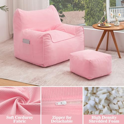 HOMMPA Bean Bag Chairs with Square Stuffed Pouf Ottoman Cat Shaped Comfy Bean Bag Sofa for Adults Large Reading Couch for Living Room Bedroom Dorm,Pink - image 3