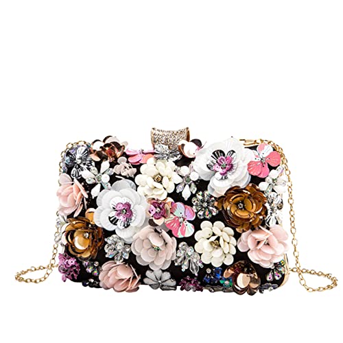 Image of LETODE Flower Clutch Purse Evening Bag for Women Formal Party Handbag Chain Strap Shoulder Bag