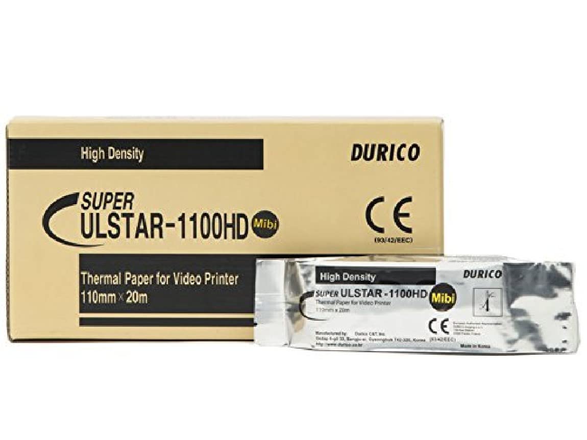 DURICO 72748 Carta Videostampante Compatibile MITSUBISHI K65HM e KP65HM, Alta Densità, 110 mm x 20 m, 5 Rotoli