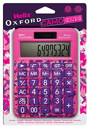 Helix Oxford Camo Basic Calculator - Pink, camo Pink