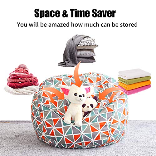 Storage Bean Bag Chair Cover,Stuffed Animal Bean Bag Storage Xl,Bean Bag Covers Only Without Filling,Toy Bean Bag Storage For Kids And Adult(Triangle Print) #TOP2
