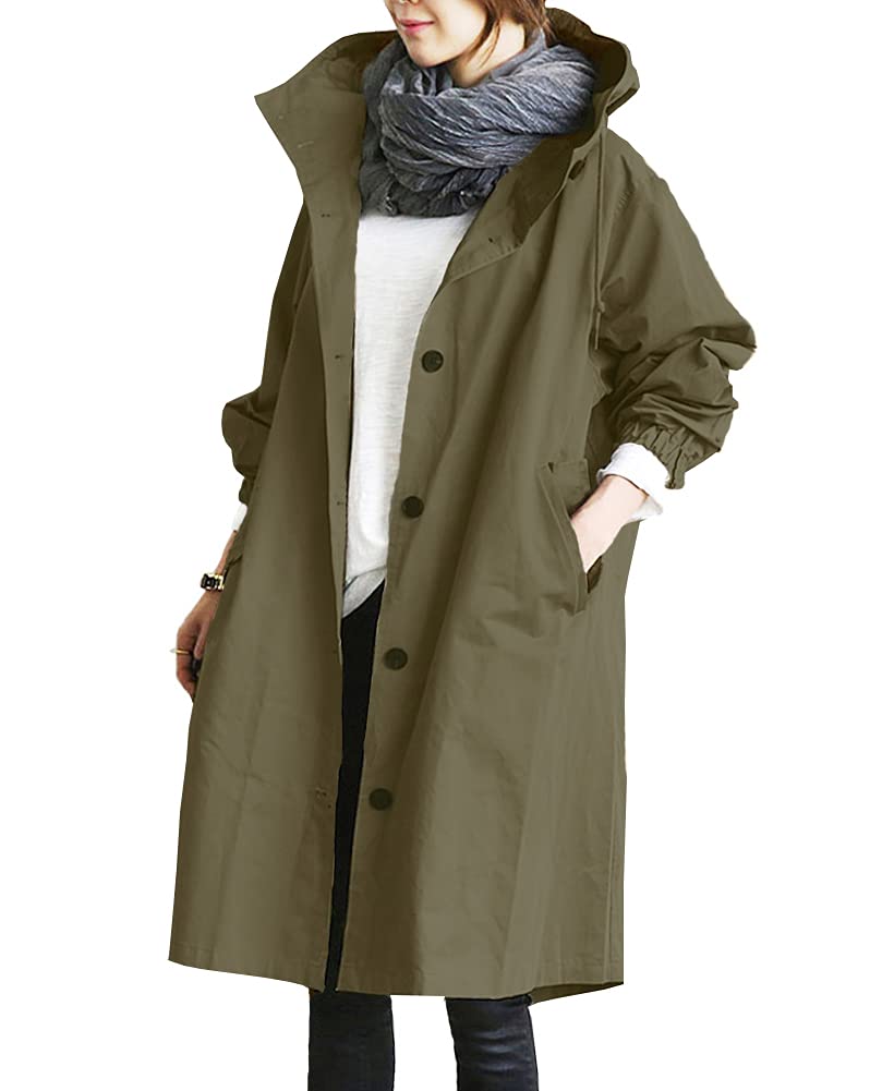 celetree Women's Trench Coat, Outerwear, Spring Coat, Casual, Work, Spring, Autumn, Long Length, Loose, Hooded-picture-48