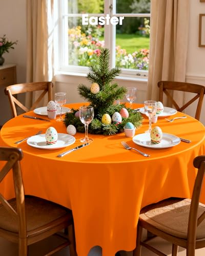 Image of Pureegg Plastic Table Cloth Disposable 20 Pack, 84'' Round Table Cloths, Halloween Party, Thanksgiving Decorations, Harvest, Fall Tablecloths, Round Tables, Leakproof & Sturdy, Orange