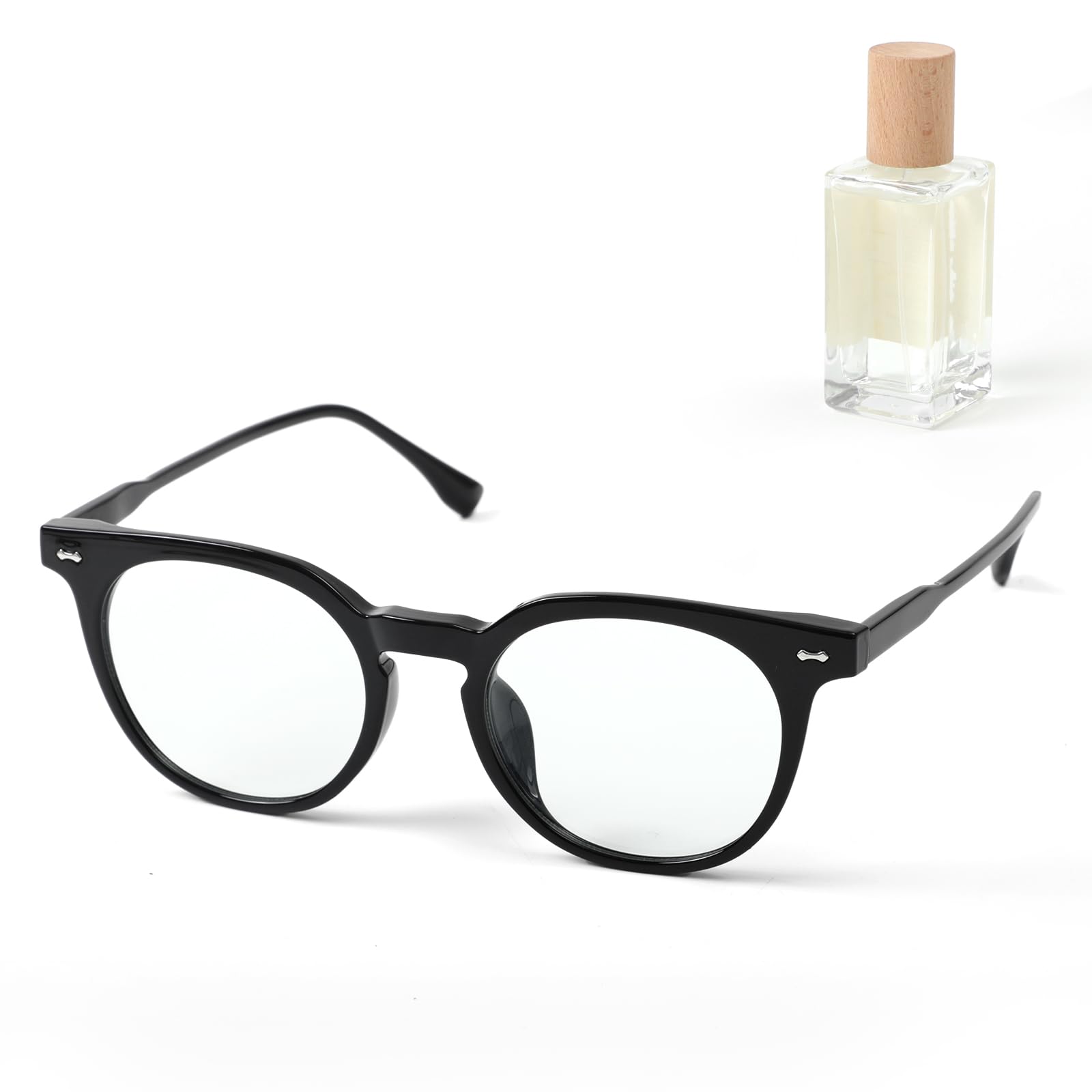 Saraudy Computer Glasses for Women Men, Anti Eyestrain, Round Blue Light Glasses for TV Gaming Phone Reading, Clear Frame