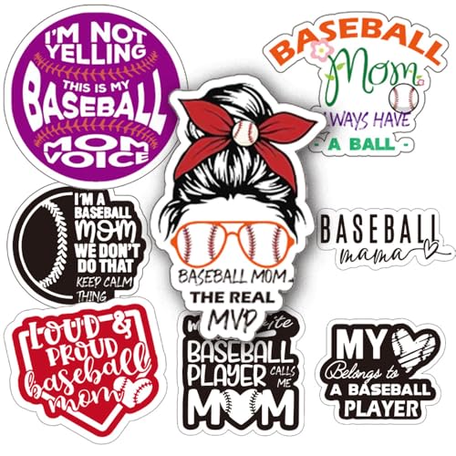 Baseball Mom Stickers - Vinyl Bumper Decals | Party Favors, Perfect for Auto, Windows, Cars, Water...