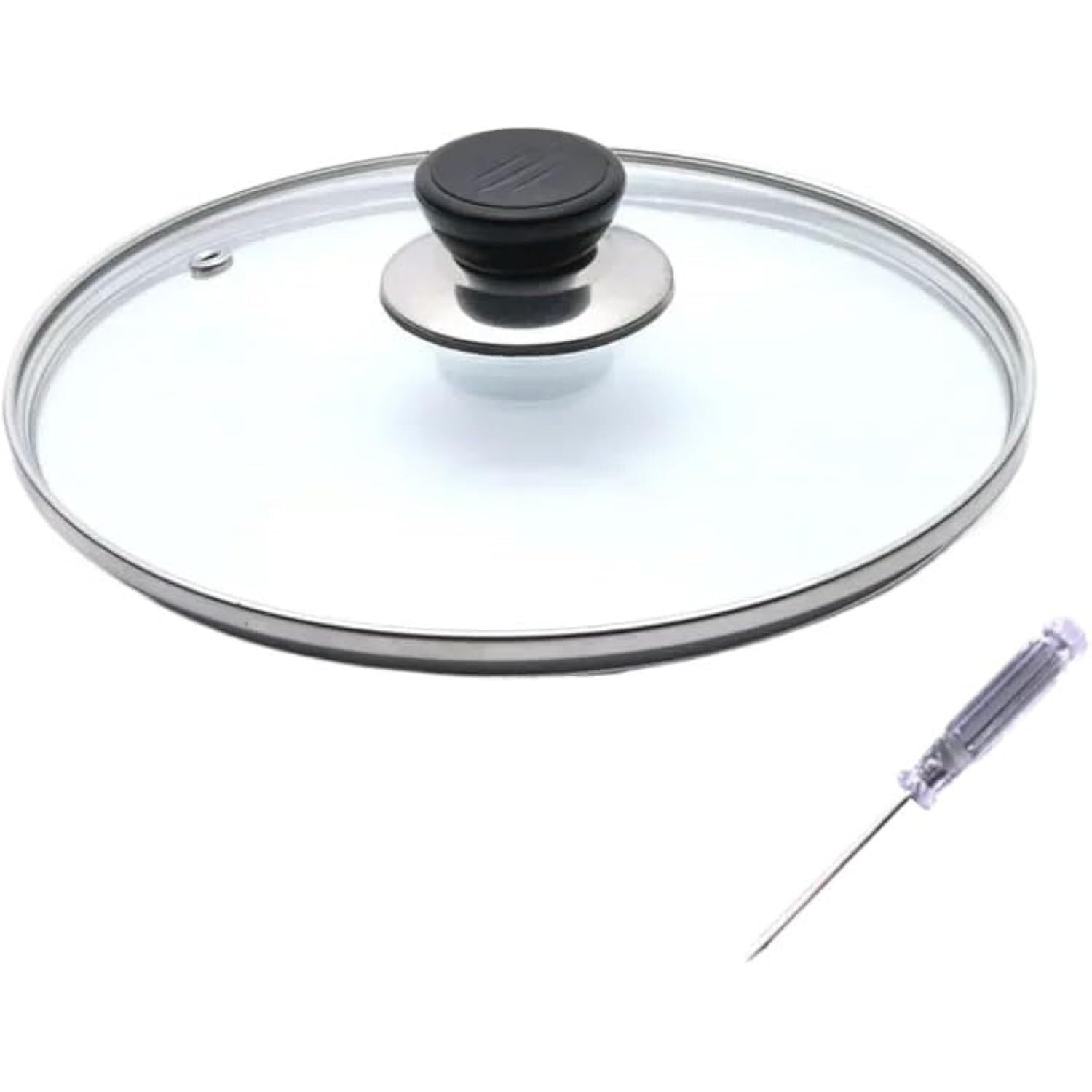 Pan Lid, Frying Stainless Steel Cookware Reinforced Glass Tempered Wok Round Chef Knob Premium Qualtiy Covers(22cm)