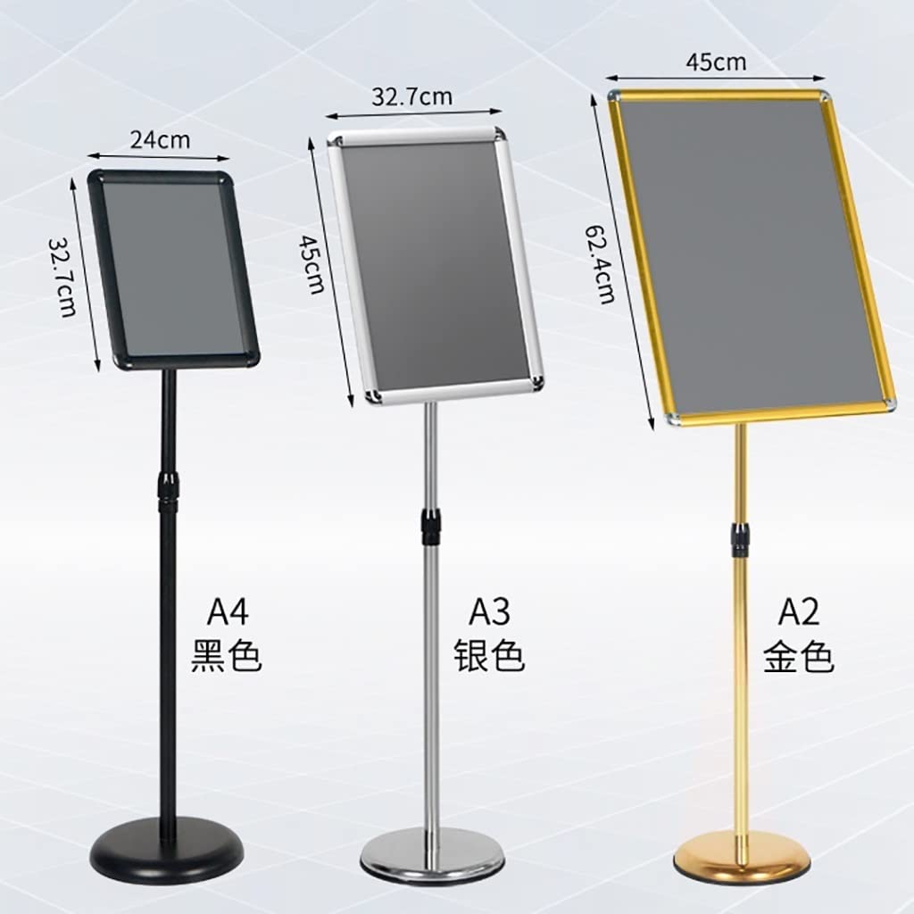 WIGSELBL Soporte para letreros de piso resistente, soporte ajustable para carteles de menú de negocios, visualización vertical y horizontal (A4)
