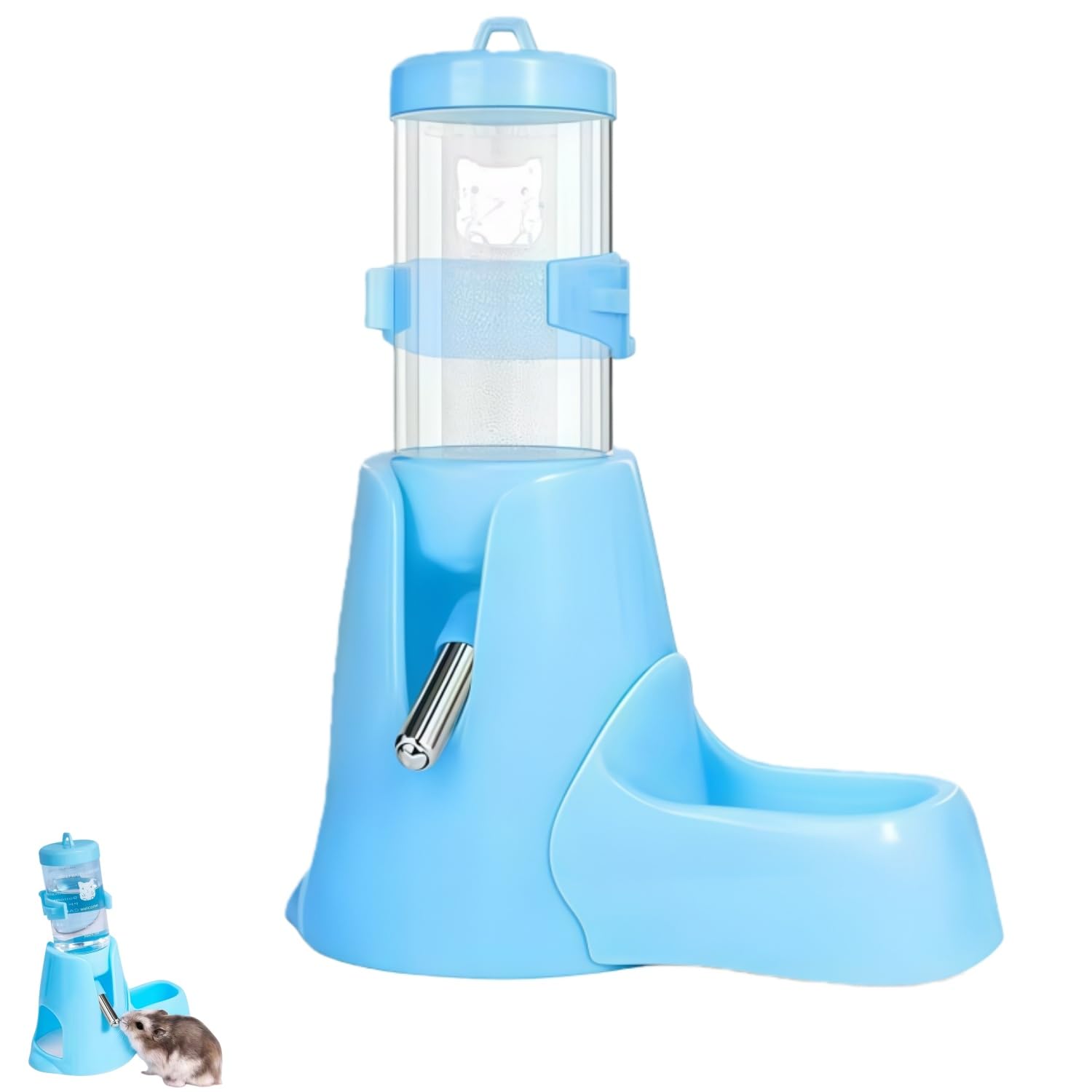 3 in 1 Automatic Hamster Water Bottle, Drinker and Dispenser with Holder for Small Animals, for Rabbits, Chinchillas, Guinea Pigs, Hedgehogs, Squirrels and Ferrets (80 ml)