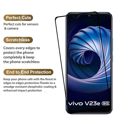 Image of HD Tempered Glass Screen Protector Compatible For Vivo V23E With Edge To Edge Coverage And Easy Installation Kit