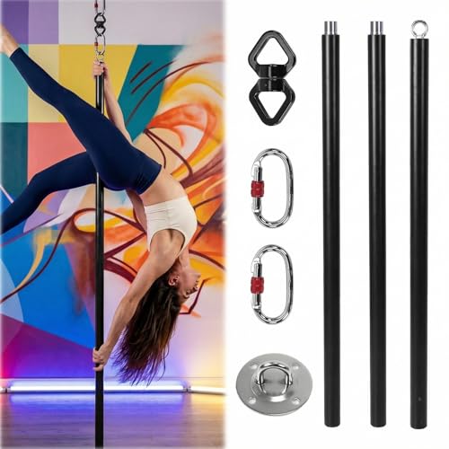 Hubxinly 9.8ft/3m Aerial Flying Dance Pole Adjustable Height Portable Hanging Rotary Dancing Pole Silicone Steel Dancing Equipment for Home Exercise Studio Club Gym
