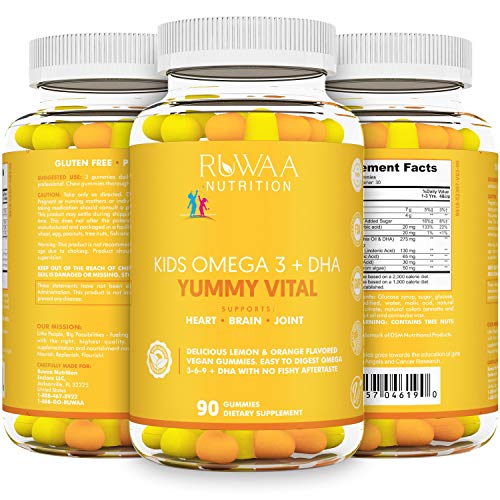 Vegan Omega 3 Fatty Acid Supplements. Kids Fish Oil Gummies Omega 3, Omega Dha Kids Supplement With Vitamin C. Children’s Heart Health, Cognitive Development, Attention, Vision & Behavior. 270Ct (3) #TOP6
