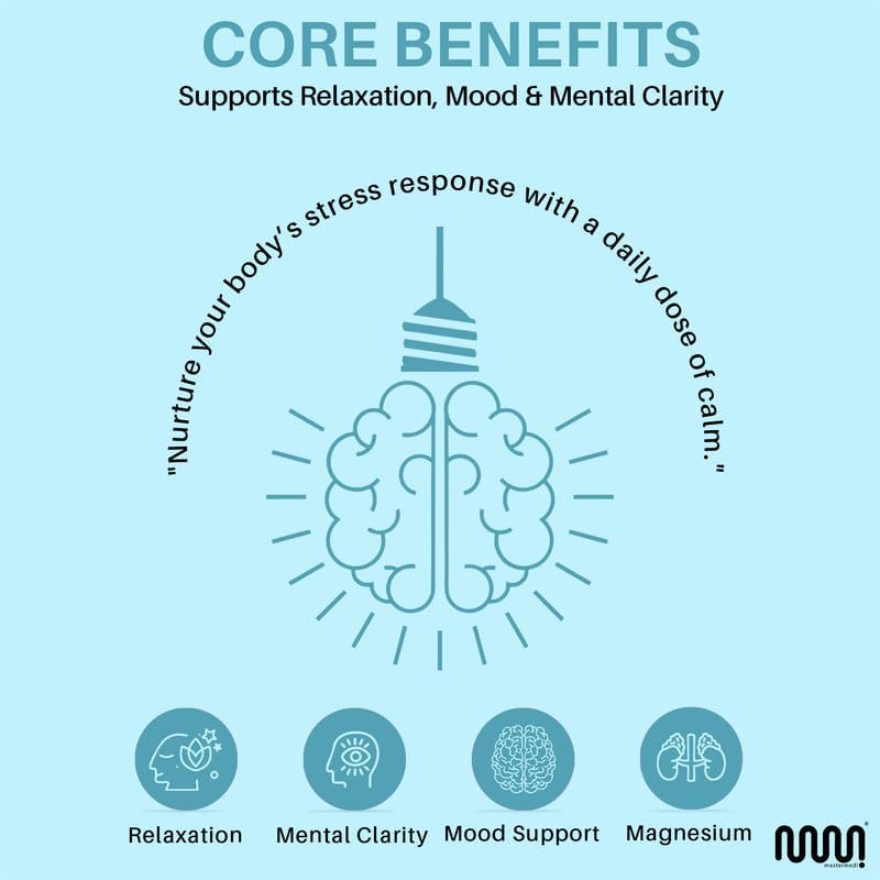 mastermedi Cortisol Supplements for Women and Men Support with Magnesium, Ashwagandha, Lion’s Mane & GABA – Adaptogenic Stress Relief & Mood Support – Non-GMO, No Fillers, Gluten-Free - Image 4