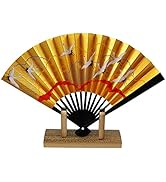 大阪長生堂 千羽鶴 飾り扇子 5寸 15cm 日本製 京扇子 海外土産 匂い袋付オリジナルセット 紙箱 扇子立て入り