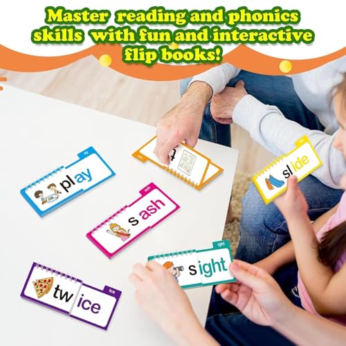 Image of 30PCS Read and Rhyme Flip Books, Interesting Word Family Flip Books, ABC Vocabulary Cards, Sight Words Flash Cards Kindergarten, Read and Rhyme Flip Activity Book