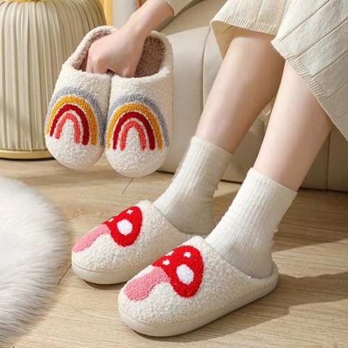 Plush Slippers for Women Men Heart Shaped Soft Fuzzy Lightweight House Slippers Winter Warm Slippers Slip On Cozy Indoor Outdoor Couple Fluffy Bedroom Slippers Non Slip Sole 7