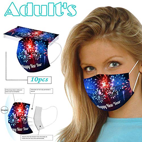 10PC Adults 2021 Happy New Year Patterns Disposable_Face_Covering Breathable Face Bandanas Fashion Pattern Print for Men Women Outdoor - Image 3