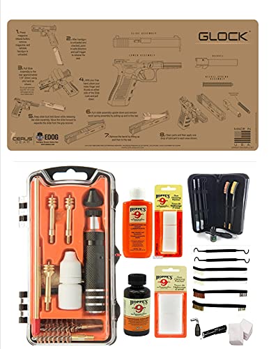 EDOG USA Outlaw 28 Pc Pistol Cleaning Kit - Compatible for All Glock Pistols - Instructional Step by Step Pistol Mat, Calibers 9MM to .45 & Tac Pak Pistol Cleaning Essentials Kit
