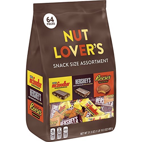 HERSHEY'S Nut Lover's Chocolate Candy, Snack Size Assortment, 31.5 Ounce