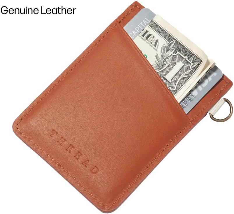 Thread Wallets Ultra Slim Minimalist Leather Card Holder Wallet (Emmeline Navy)