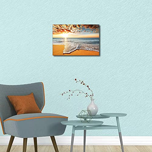 TISHIRON Canvas Wall Art Framed Ocean Waves Beach Painting Decor for Living Room Bedroom Bathroom Wall Décor Scenery Dining Room Decorative 8x12inch (20x30cm) - Image 4