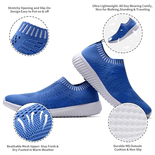 Image of konhill Womens Walking Shoes Slip On Sneakers Breathable Mesh Lightweight Casual Footwear for Daily Commute