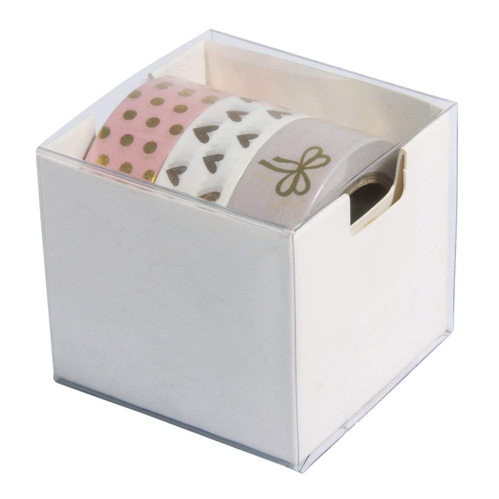 Rayher 60893000 Washi Tape Set, 3 rolki po 10 m, 15 mm szerokości, 3 wzory w kolorze różowym/złotym/białym ze wzorem, folia papierowa, taśma klejąca, taśma dekoracyjna
