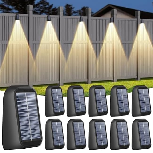 artcool 10 Pack Brighter Solar Fence Lights,Fence Lights Solar Powered,Deck Solar Lights Outdoor Waterproof,Dusk to Dawn Step Lights for Fence/Wall/Step/Patio/Garage/Yard