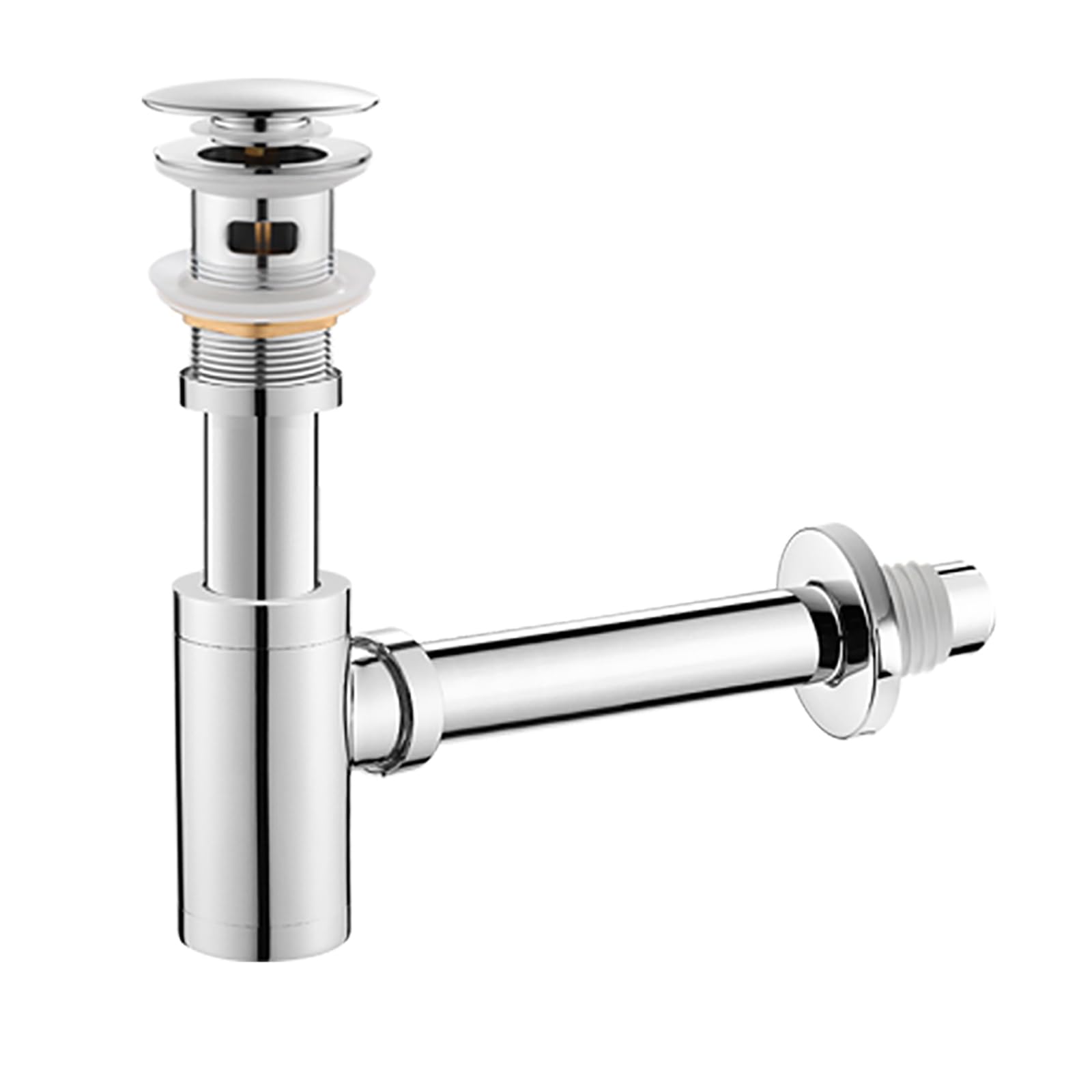 Sifone Lavabo Bagno Con Piletta Click Clack,Trop Plein,Antiodore E Antiblocco,Tubo Scarico Lavabo Regolabile,Materiale In Ottone Siphon De Lavabo,Argento Brillante Elettrolitico