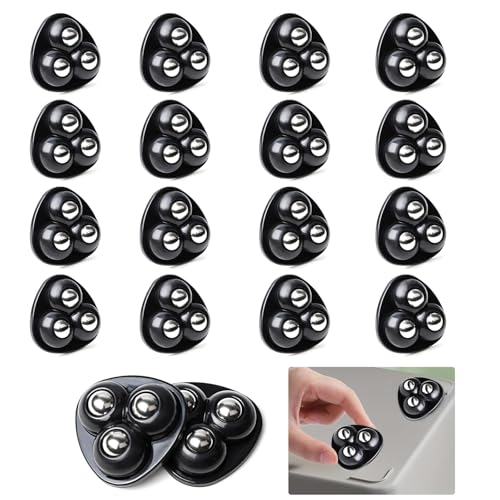 16 Pcs Ruedas Adhesivas Giratorias,Mini Ruedas para Electrodomesticos Pequeños Ruedas Silla Oficina Universales Giratorias de 360° para Bricolaje,Cubo de Basura (Negro,Bolas de acero)