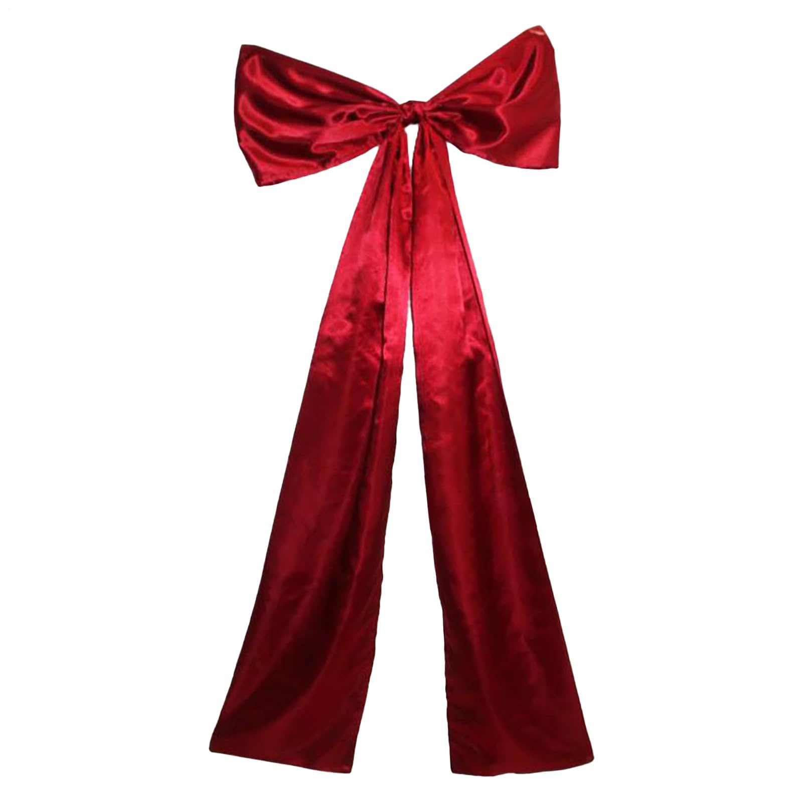 Lazo grande de Navidad para árbol de 120 cm de terciopelo rojo y satén con cintas