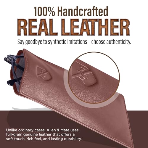 Image of ALLEN & MATE 100% Leather Slim Glasses Case for Reading and Computer Glasses for Men & Women