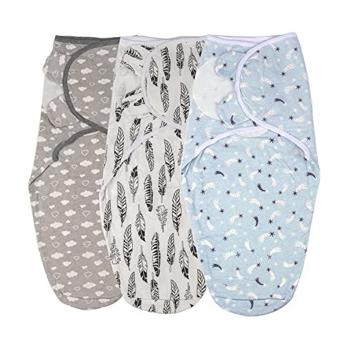 Image of Swaddle Blankets Baby Boy Girl, 3 Packs Adjustable Sleep Wrap for Unisex Infant, Soft Cotton Swaddling Sack (BB-4, 0-3 Months)