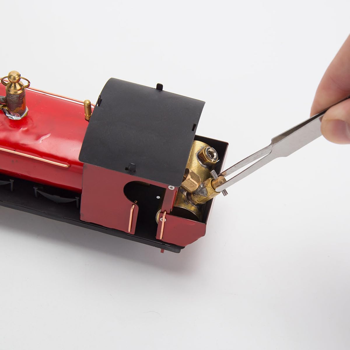 ToyGhillied Locomotive à vapeur en métal - Modèle 1/50 HO - Avec machine à vapeur oscillante - Fonctionnelle - Train ferroviaire à 2 cylindres - Modèle adulte - Boîte d'expérimentation scientifique