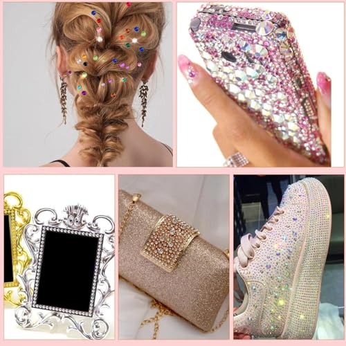 Image of Ahamo 2000+PCS Face & Hair Rhinestones Stickers Kit for Women - Shimmering Stone Stickers for Diwali, Weddings, Parties - Face Glitter & Hair Stone Decoration Accessories