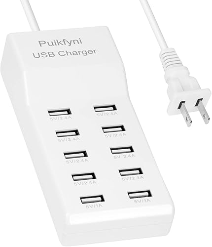 Miniatura 9 de Estación de carga portátil USB C, 4 puertos USB-C, concentrador de carga USB, 10 puertos/USB C, bloque de carga para múltiples dispositivos, Marfil
