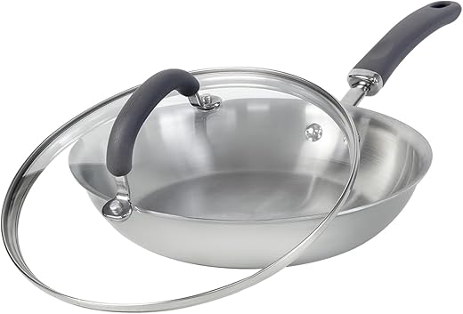 Meyer Trivantage Stainless Steel Triply 2 Piece Cookware Set – Frypan + Interchangeable Glass Lid | Steel Frying Pan | Fry pan, 24cm