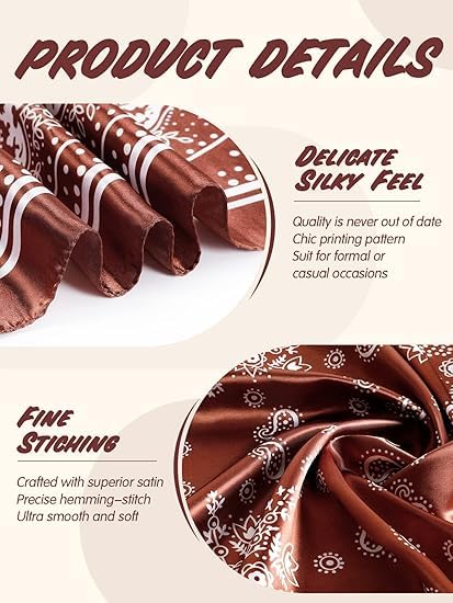 Fashion Satin Square Head Scarf: 35inch Lightweight Silk-Like Scarfs - Luxury Bandana Neckerchief for Ladies3