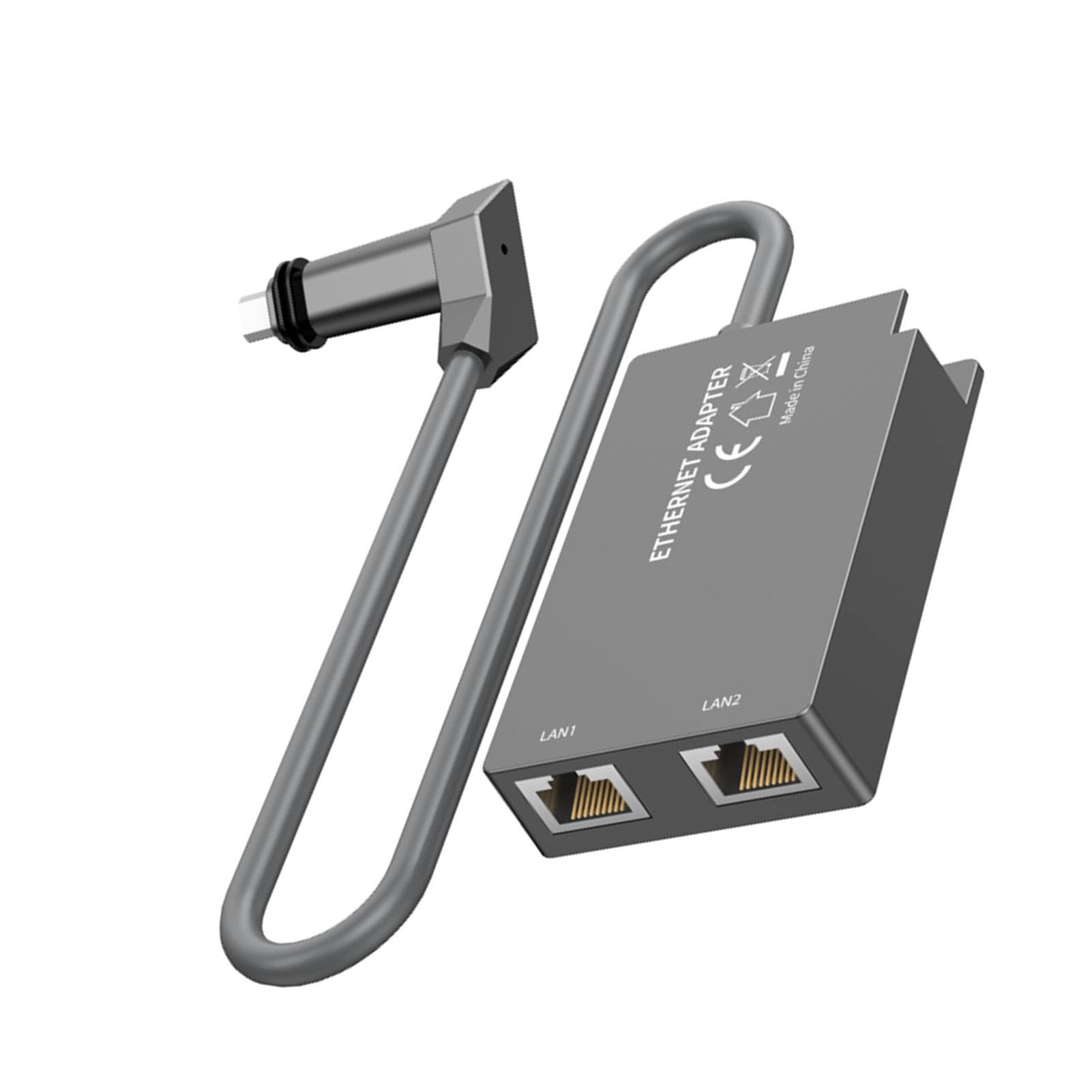 Yosoo Health Gear Adaptador Ethernet Satelital, 2 Puertos RJ45 Adaptador Ethernet de Red Externa con Cable, ABS Pure Copper 1 Gbps Plug and Play para Enrutador Gen 2 V2 Home Office