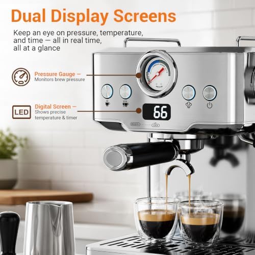 Xutumm Espresso Machine with Milk Frother, PID Temperature Control, 20 Bar - 3