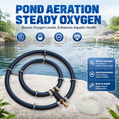 Aireador de estanque de peces y difusor de oxígeno con anillo de ventilación de 25 cm 4