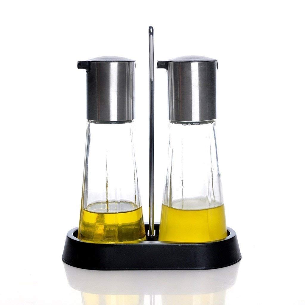 Botella dispensador de aceite de oliva y vinagre de cristal para tu mesa