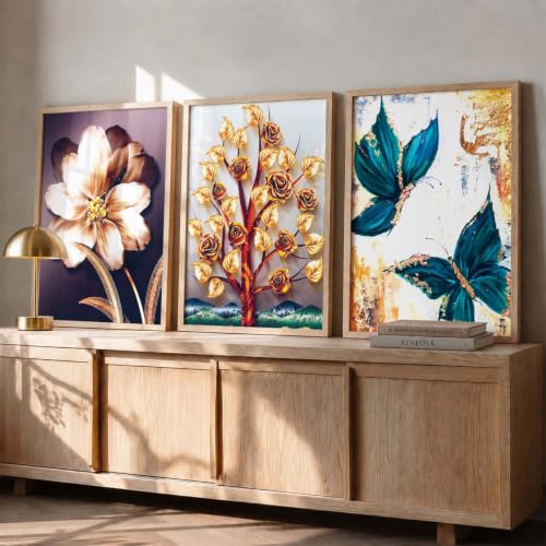 Image of kotart Paintings Modern Art Wall Decor Framed Paintings for Bedroom Room Living Room - Framed Wall Posters /Multicolor,Set of 3 (Art 1, 13x17 inch)