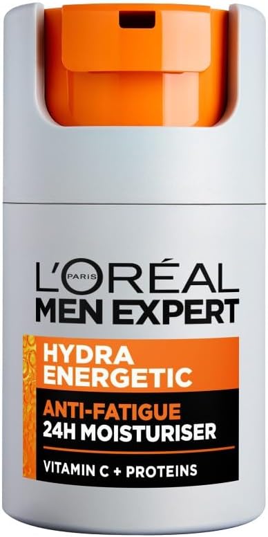 L'Oréal Men Expert Hydra Energetic Anti-Fatigue Moisturiser: 24hr Hydration for Men's Skin. Combats Dryness and Dark Circles. Fast-absorbing, Enriched with Vitamin C. 50ml