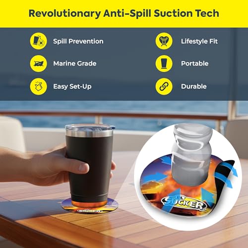 Image of L'il Sucker Suction Rings Suction Cup Holder Anti-Spill Can Drink Holder for Boats, Trucks, ATVs, Home & Outdoors - Prevent Spills with Our Non Slip Cup Coaster - National Parks Pack of 2