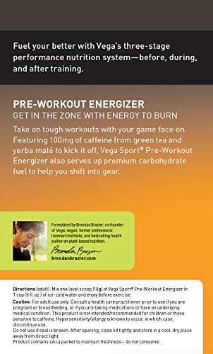 Vega Sport Pre-Workout Energizer Lemon Lime (19oz, 30 Servings) - Vegan, Gluten Free, All Natural, Pre Workout Powder, Non GMO - Thumbnail 6